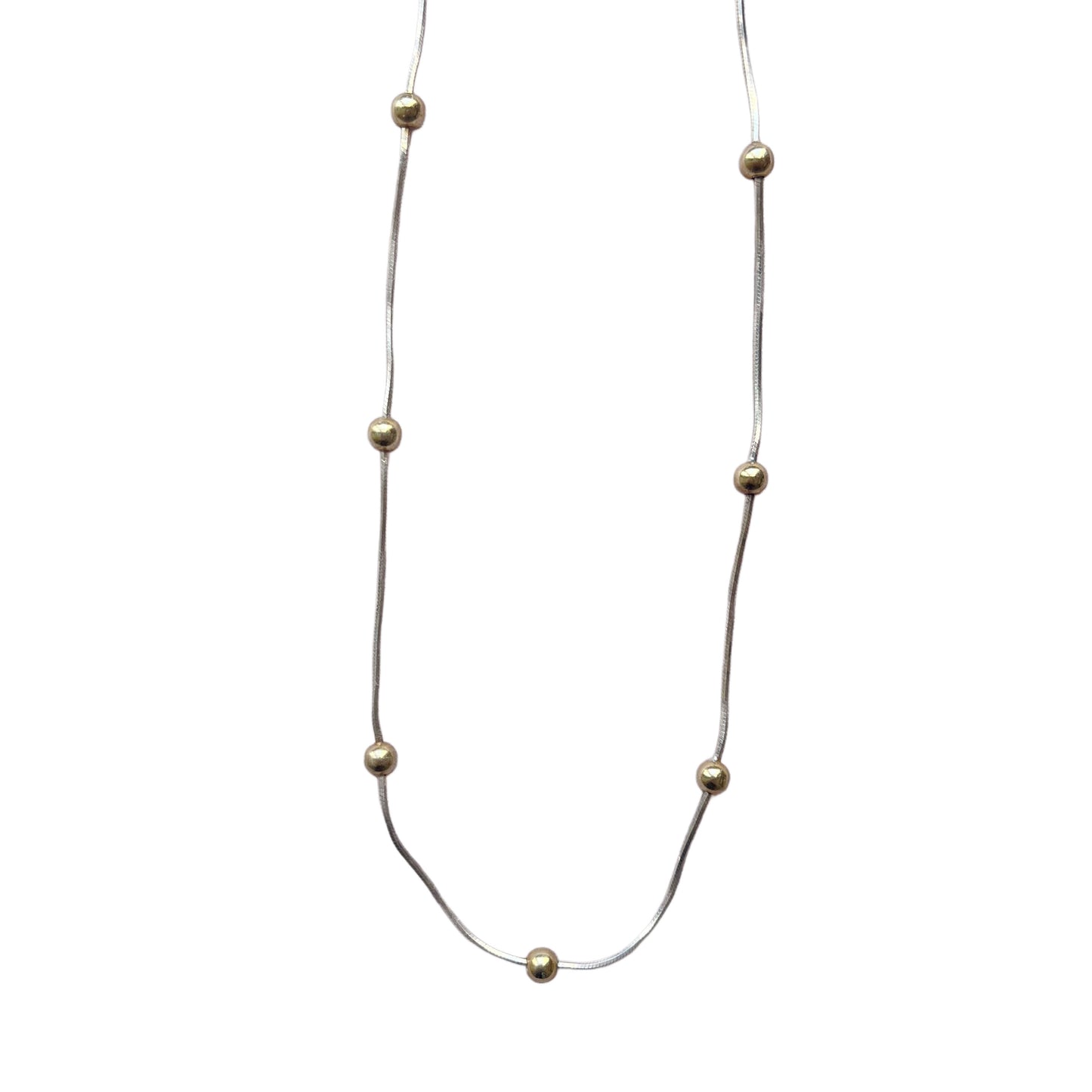 Vintage Made in Italy Two Tone Sterling Silver Bead Necklace