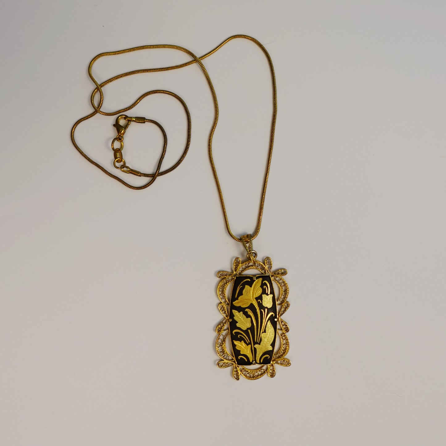 Vintage Damascene Filigree Necklace