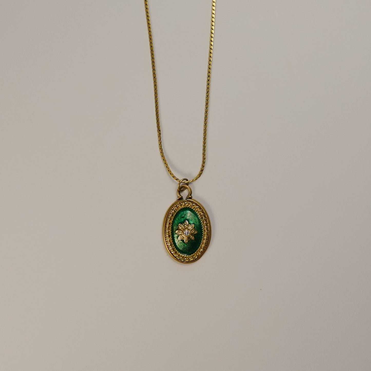 Vintage Avon Green Medallion Necklace