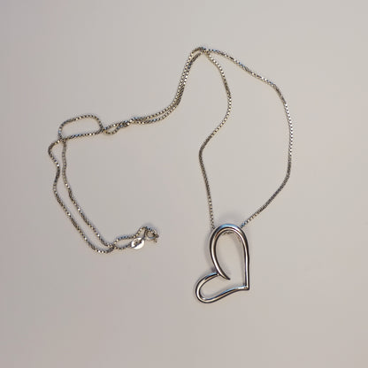 Vintage Sterling Silver Open Heart Necklace