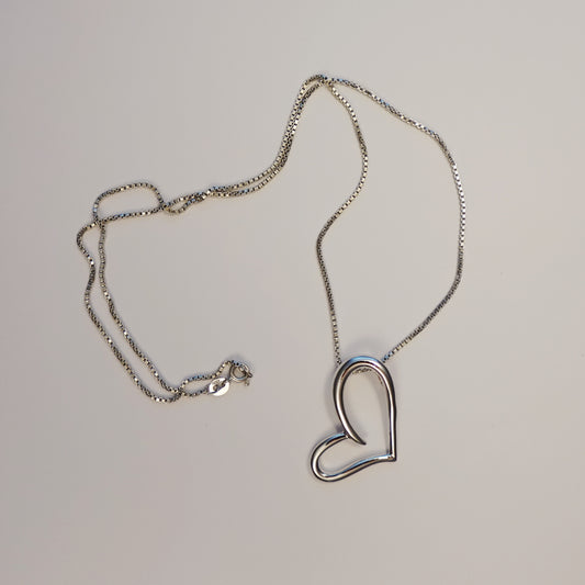 Vintage Sterling Silver Open Heart Necklace