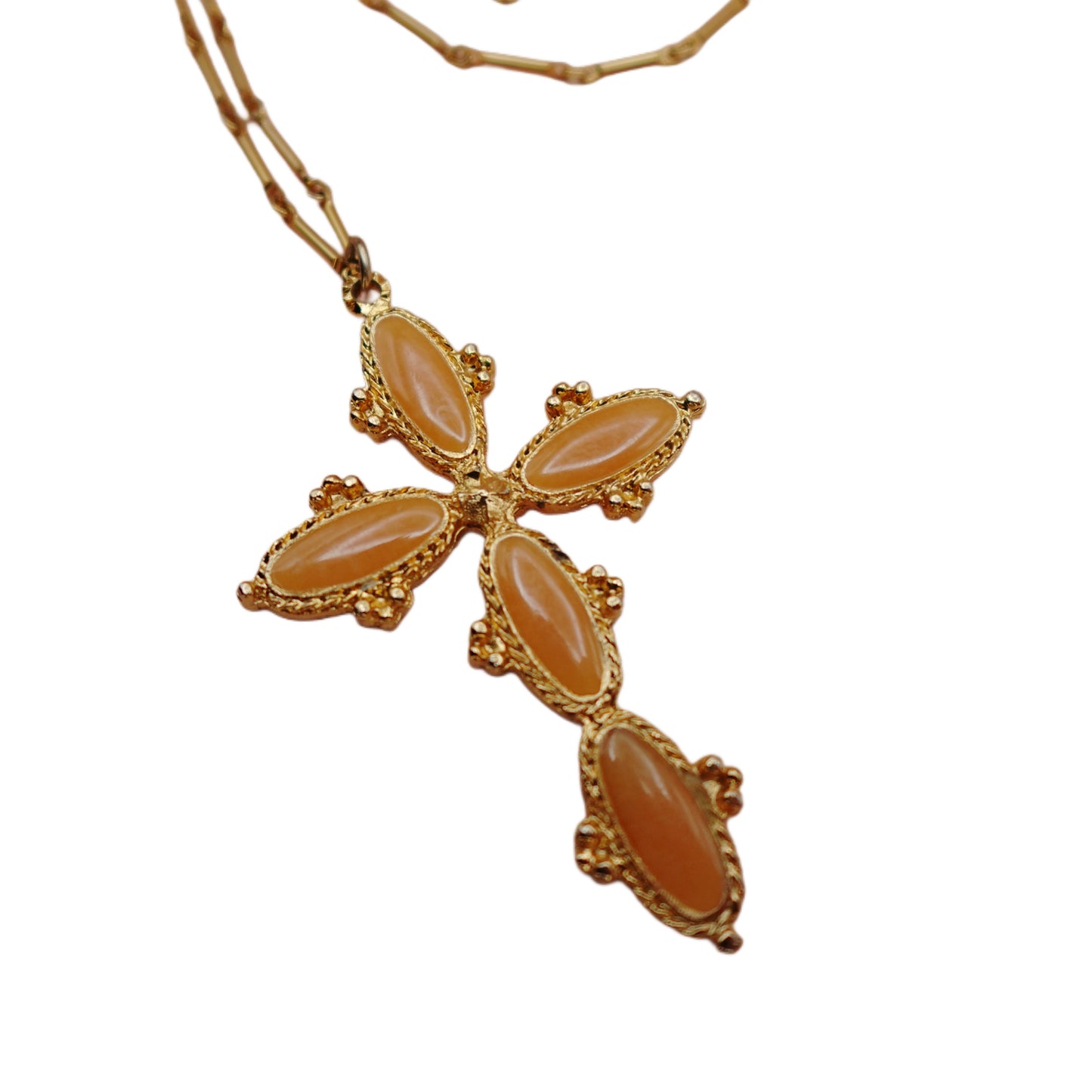 Vintage Stone Cross Necklace