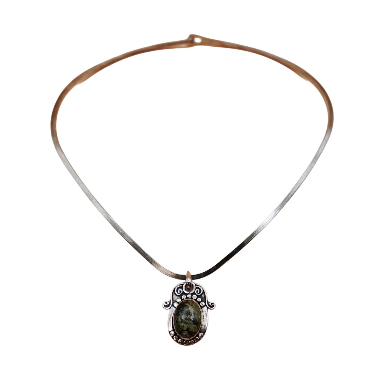 Vintage Silver Pendant Cuff Necklace