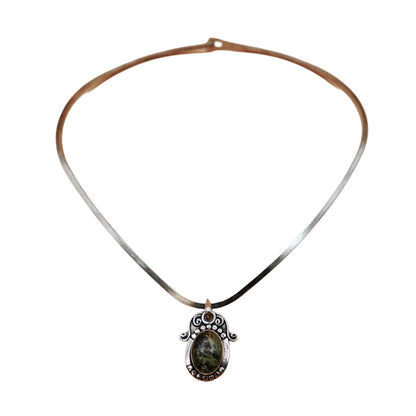 Vintage Silver Pendant Cuff Necklace