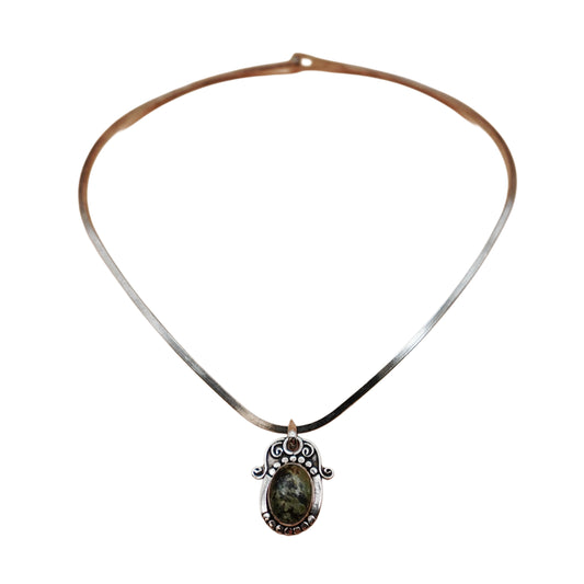 Vintage Silver Pendant Cuff Necklace