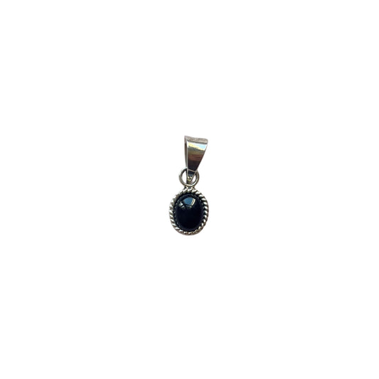 Vintage Sterling Silver Black Onyx Cabochon Pendant