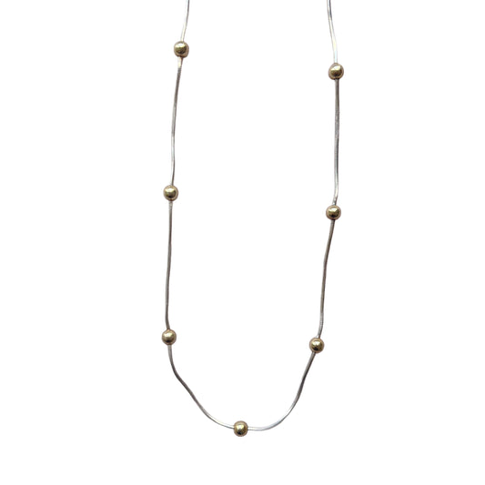 Vintage Made in Italy Two Tone Sterling Silver Bead Necklace