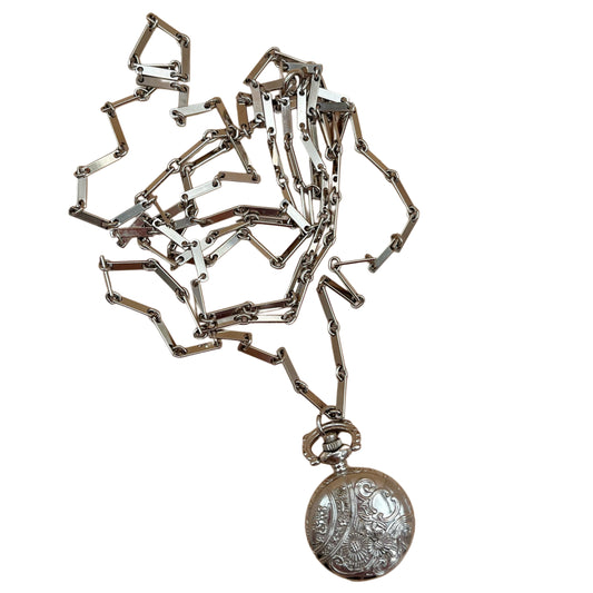 Vintage Silver Locket Watch Necklace