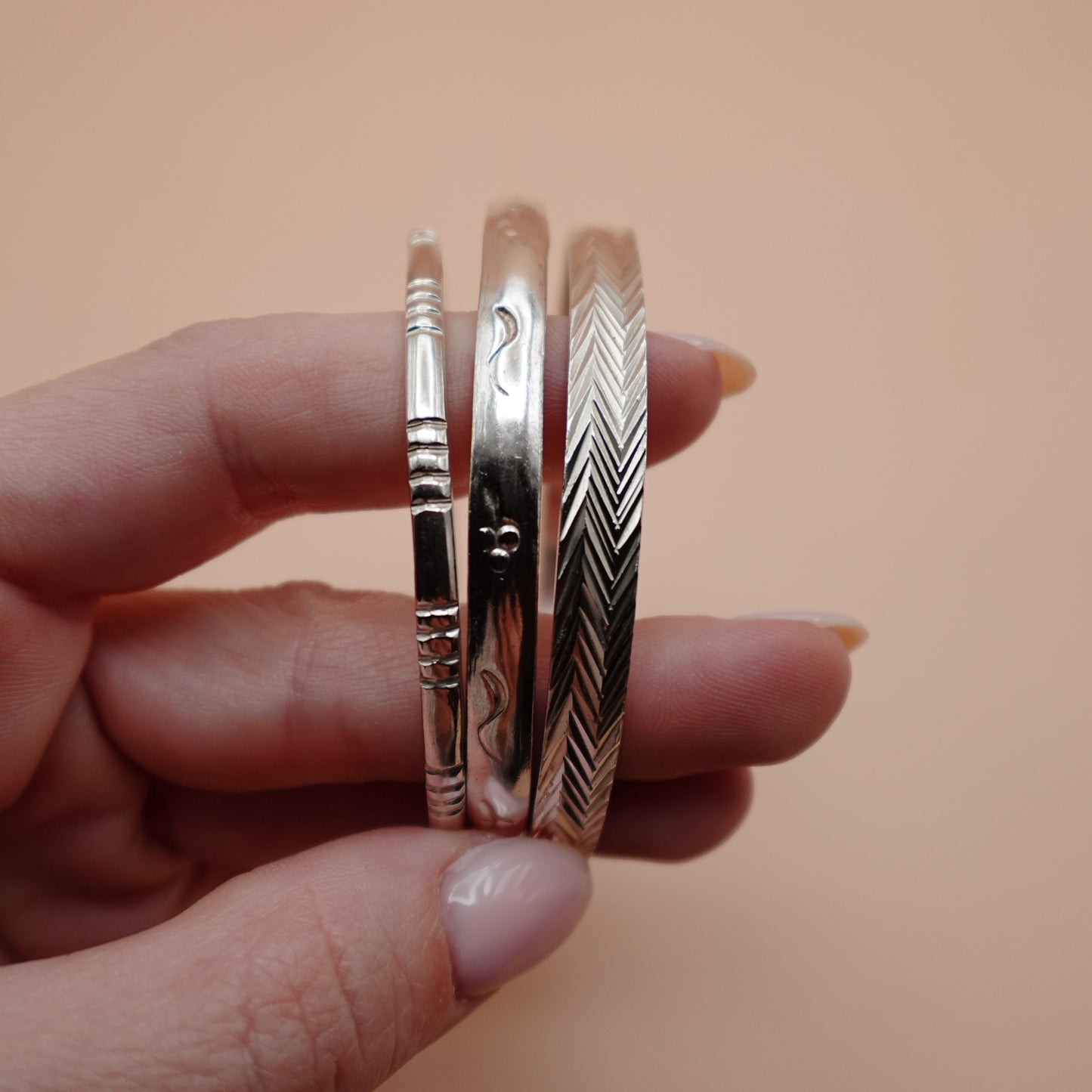 Vintage Sterling Silver Chevron Bangle