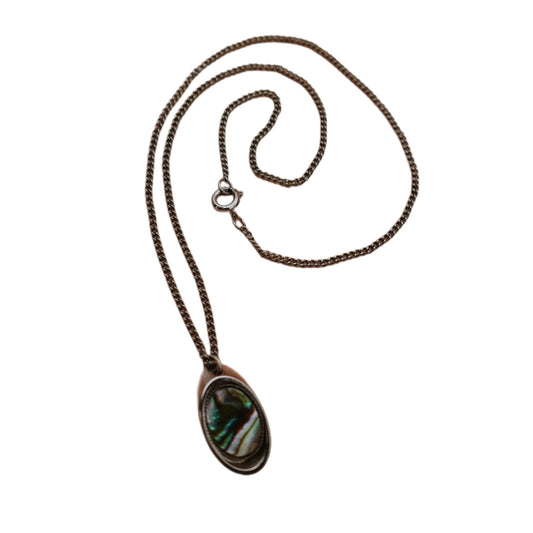 Vintage Abalone Pendant Necklace