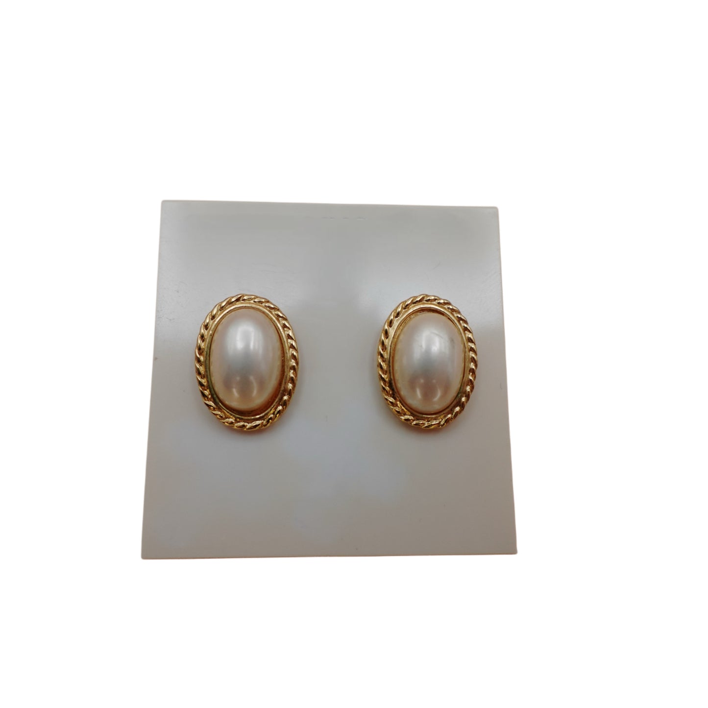 Vintage Trifari Pearl Cabochon Stud Earrings