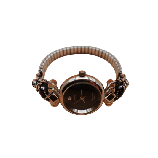 Vintage Diamond Quartz Black Onyx Watch