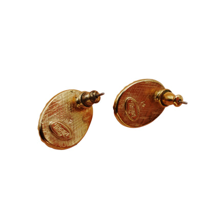 Vintage Trifari Pearl Cabochon Stud Earrings