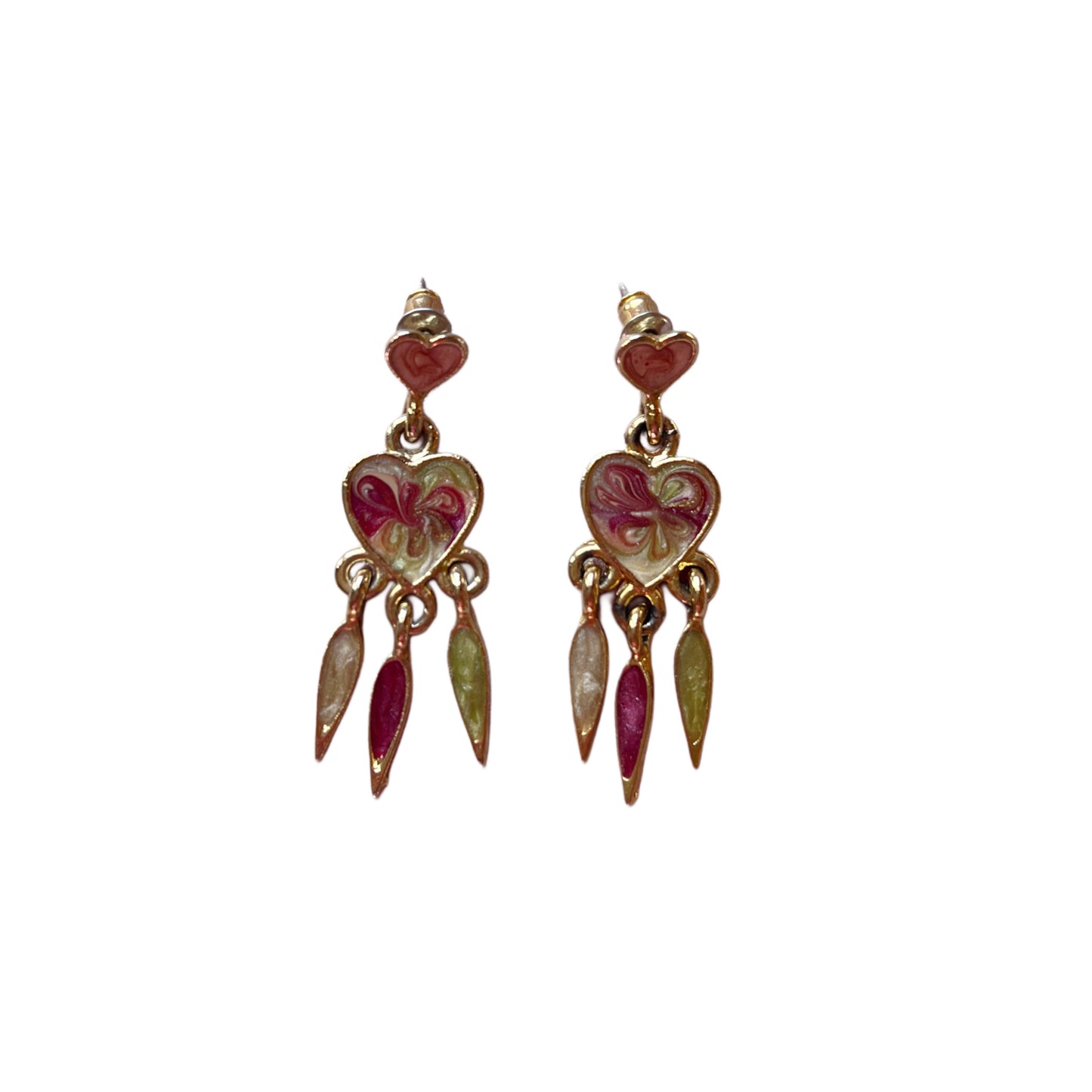 Vintage Heart-Motif Dangle Earrings