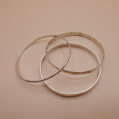 Vintage Sterling Silver Chevron Bangle