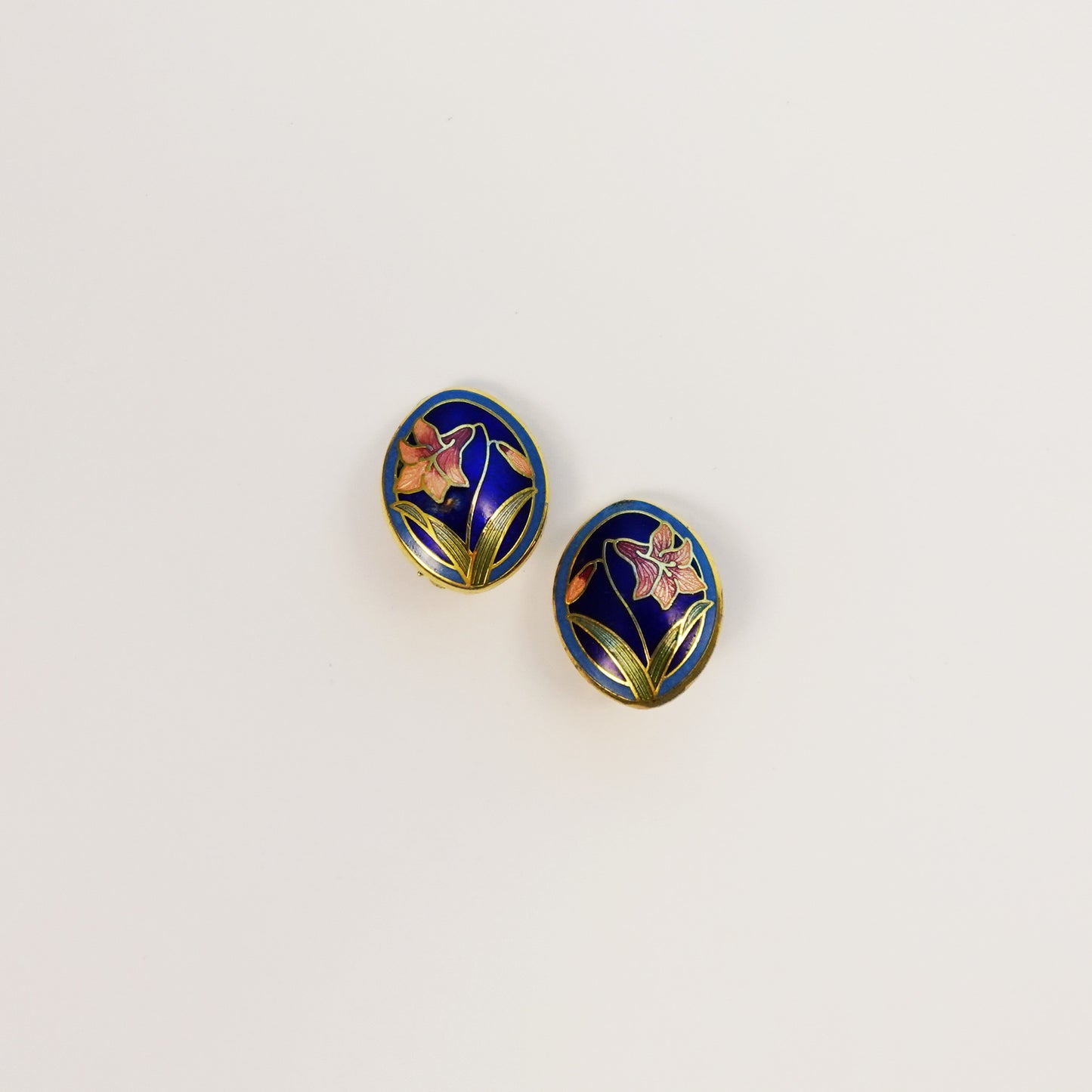 Vintage Cloisonné Floral Earrings