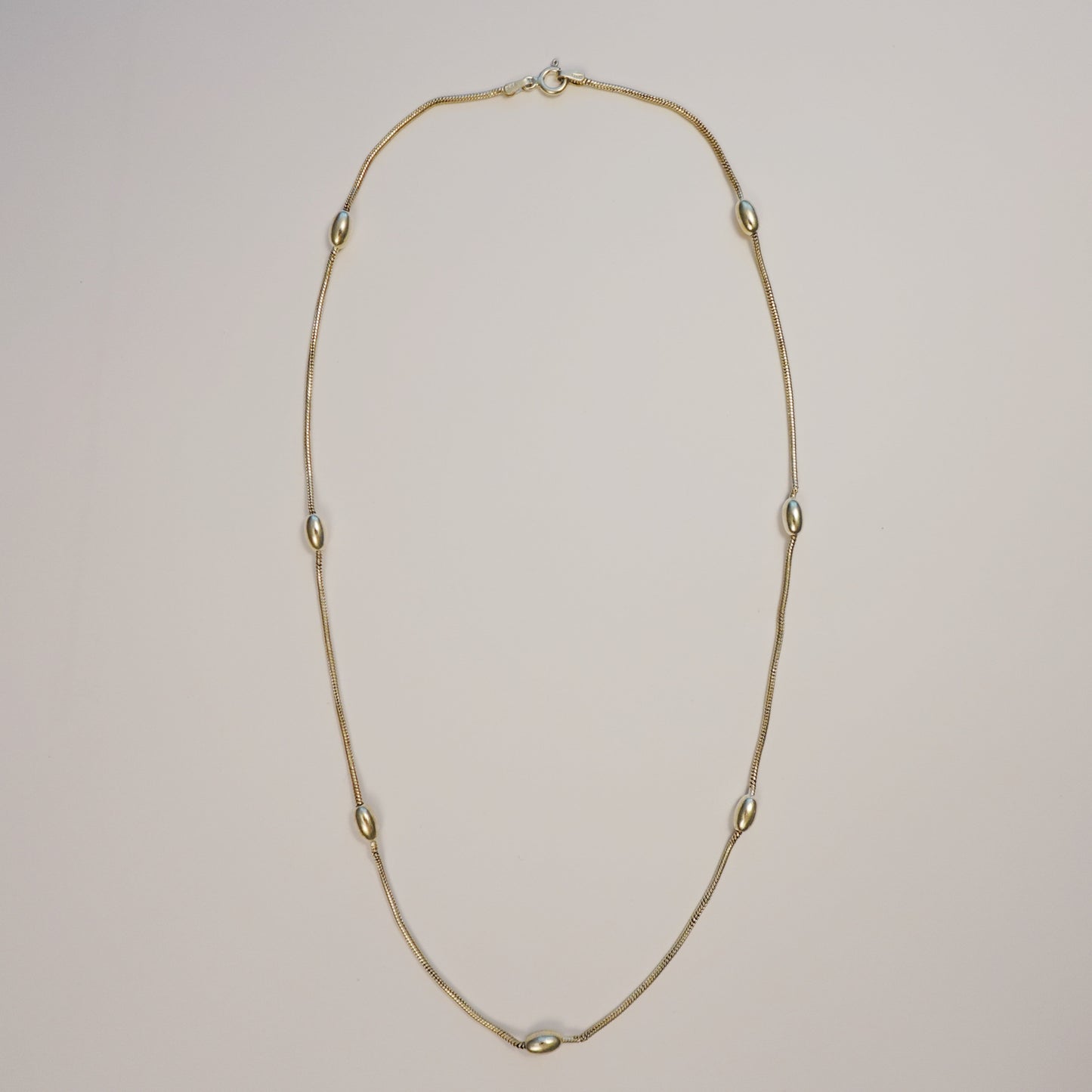 Vintage Sterling Silver Beaded Snake Chain Necklace