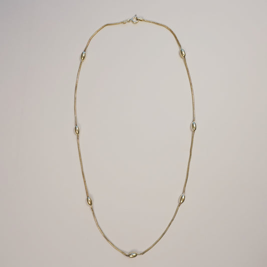 Vintage Sterling Silver Beaded Snake Chain Necklace