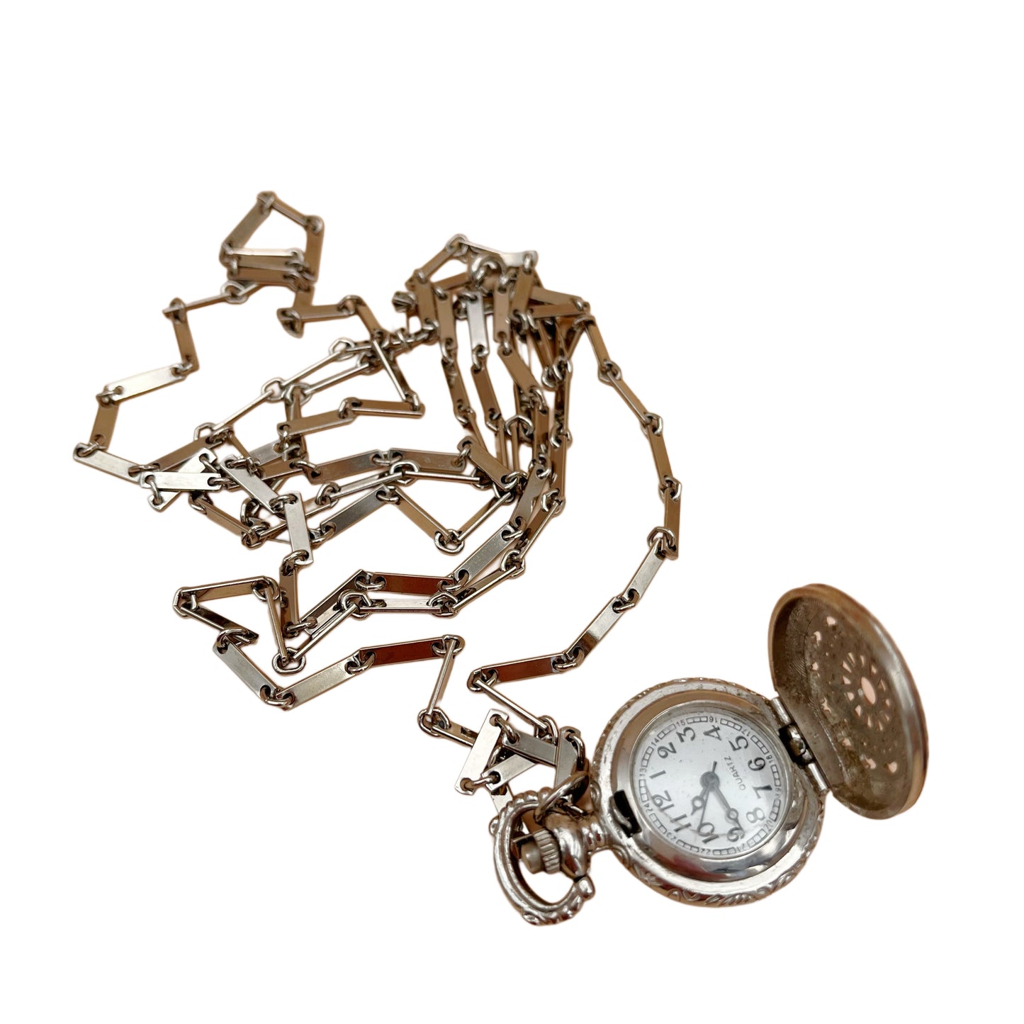 Vintage Silver Locket Watch Necklace