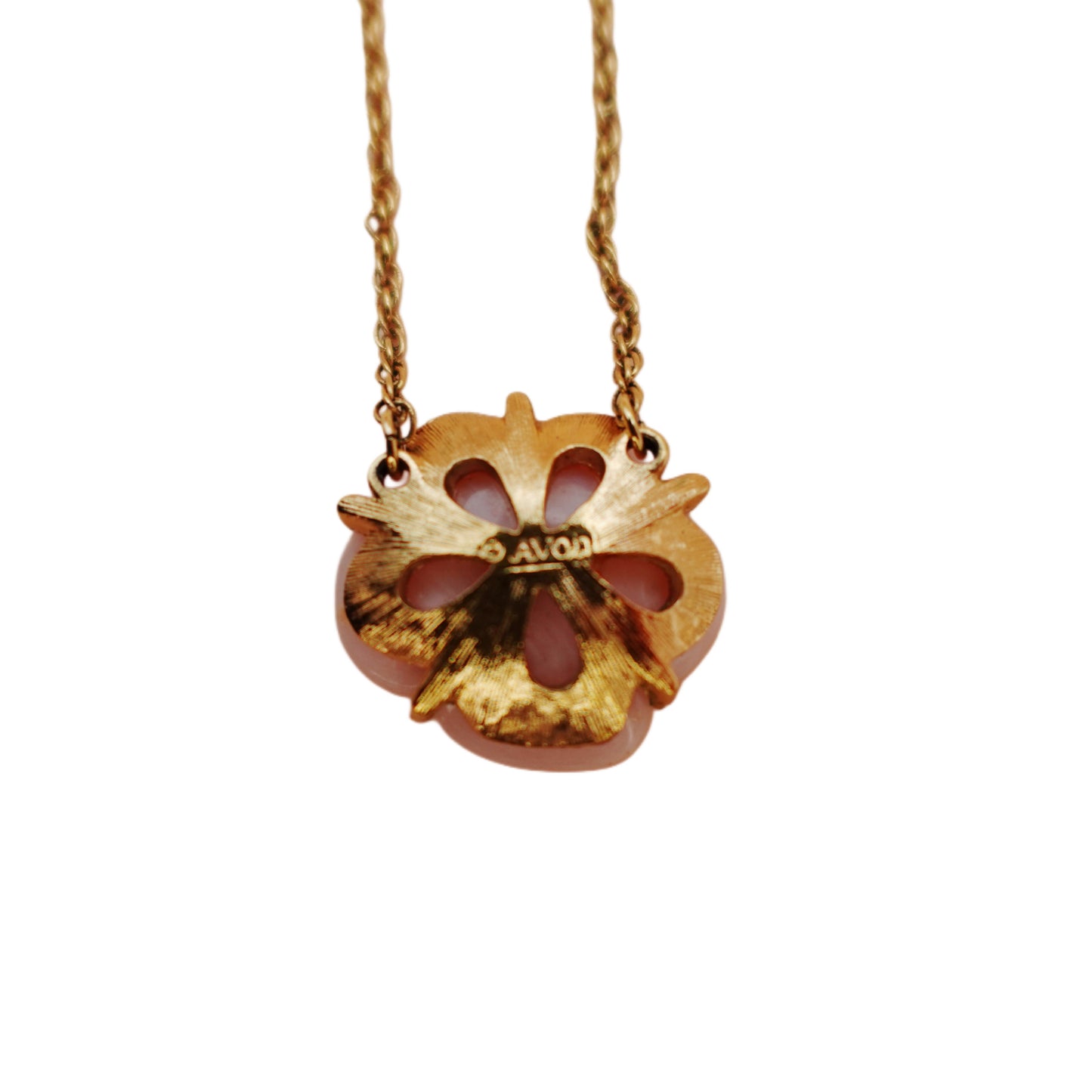 Vintage Avon Pink Lucite Flower Pendant Choker