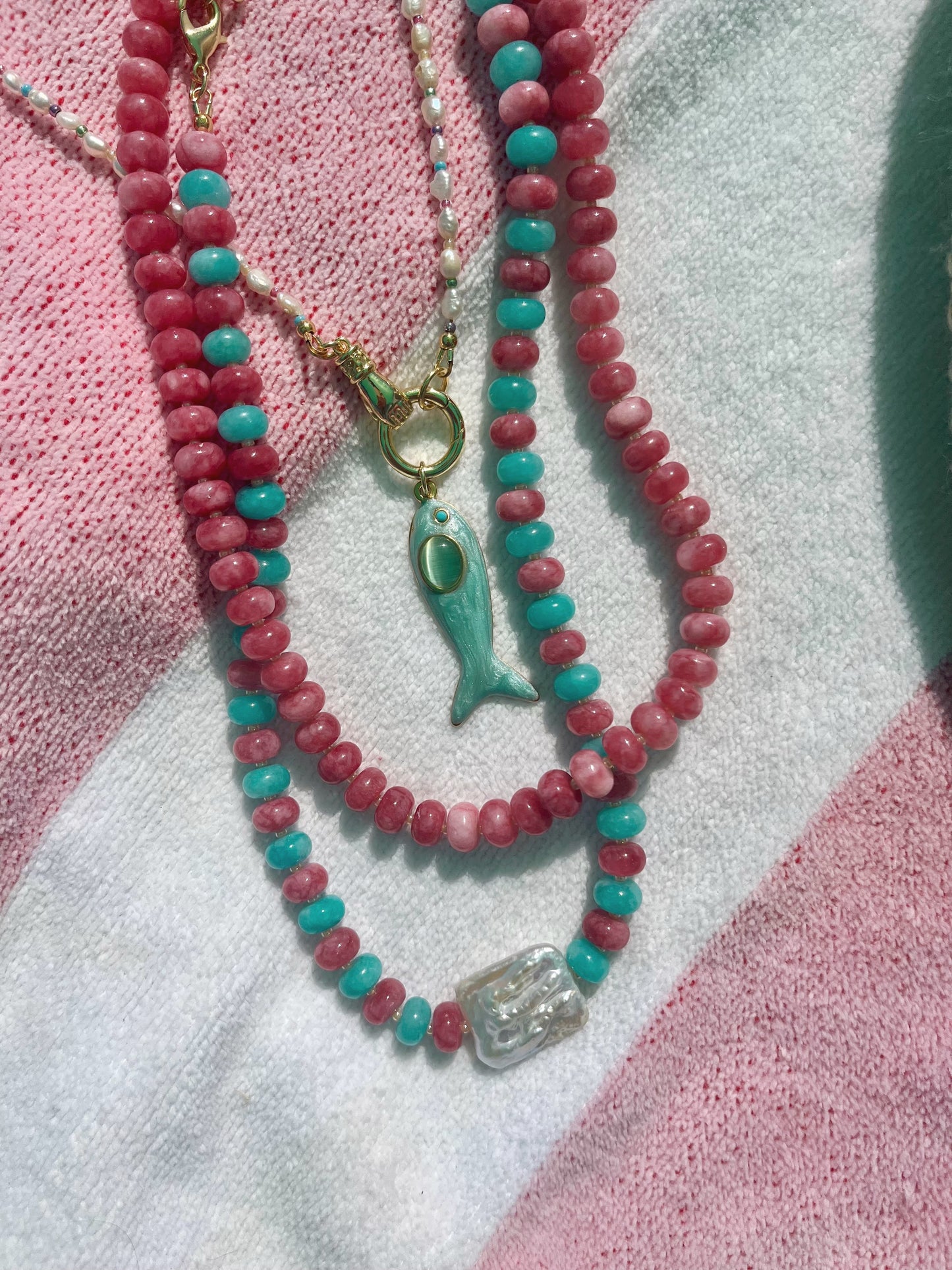 Strawberry Beaded Necklace