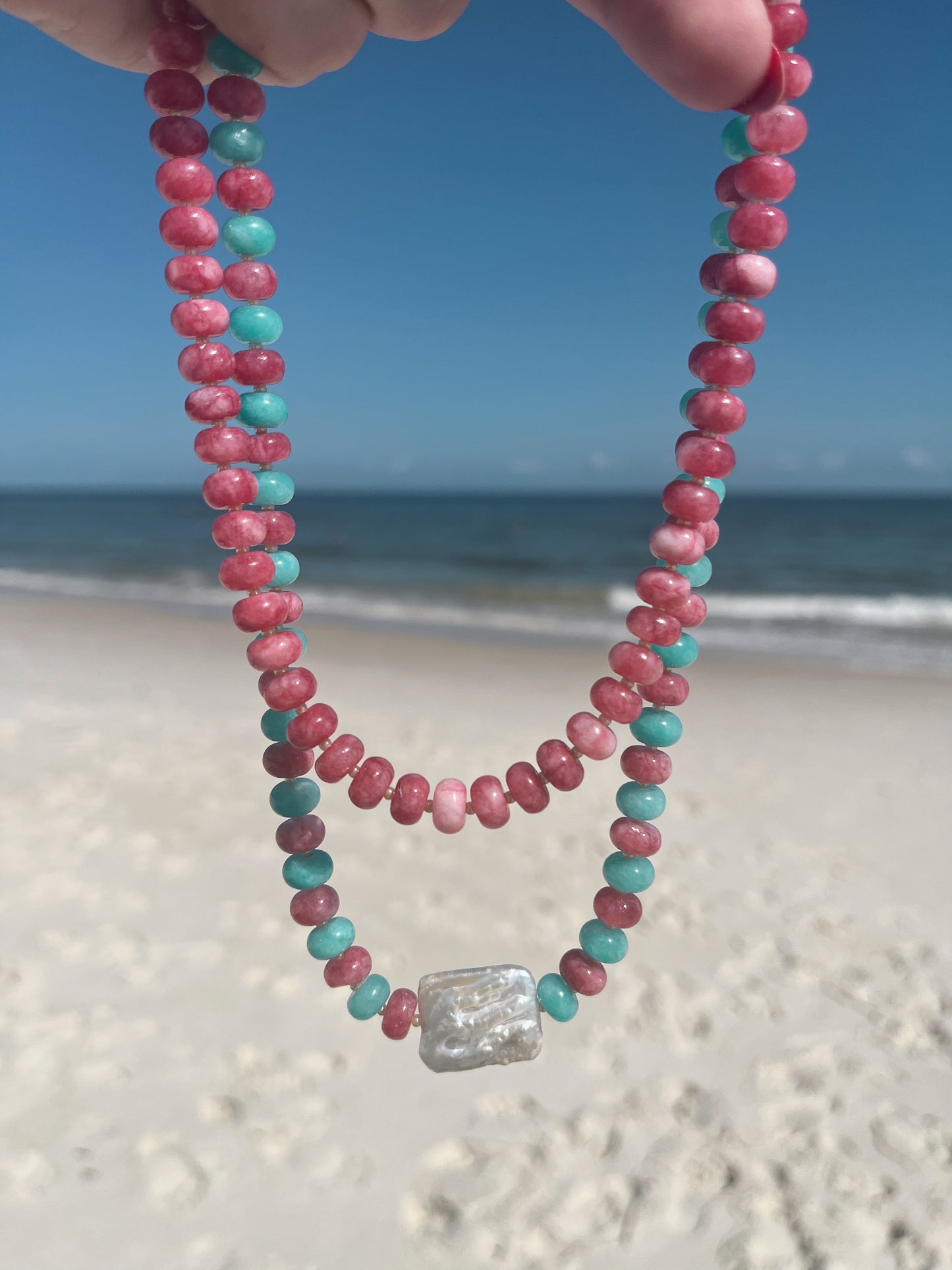 Blue Raspberry Beaded Necklace