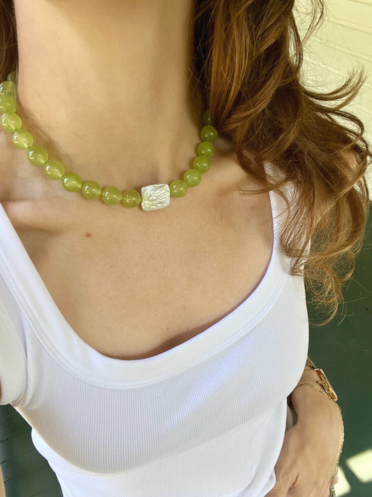 Lime Beaded Necklace