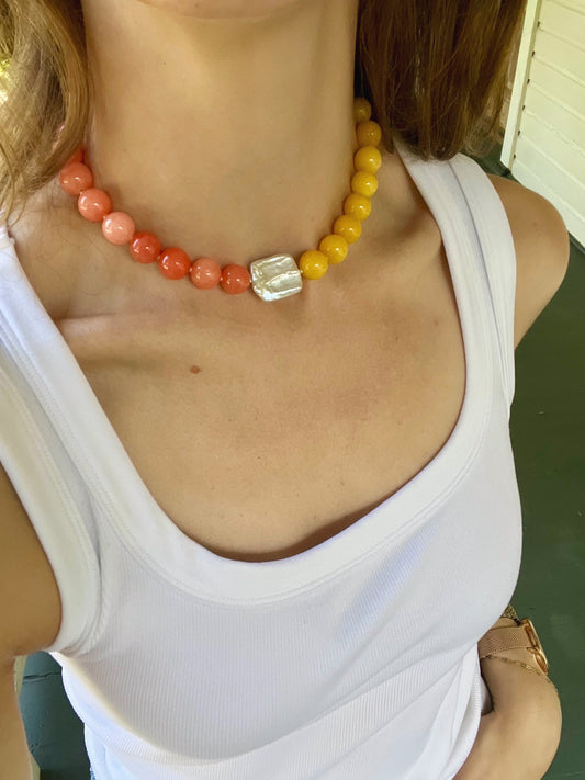 Grapefruit Beaded Necklace