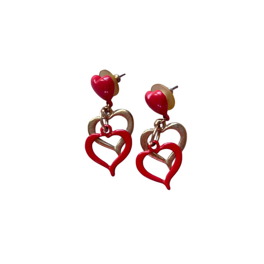 Vintage Double Heart Dangle Earrings