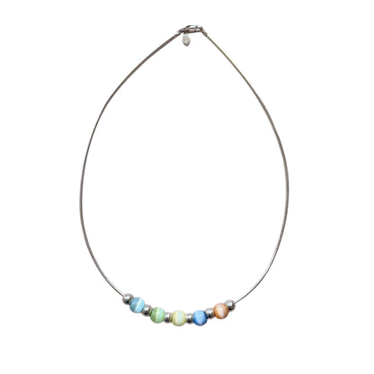 Vintage Sterling Silver Cat's Eye Bead Necklace