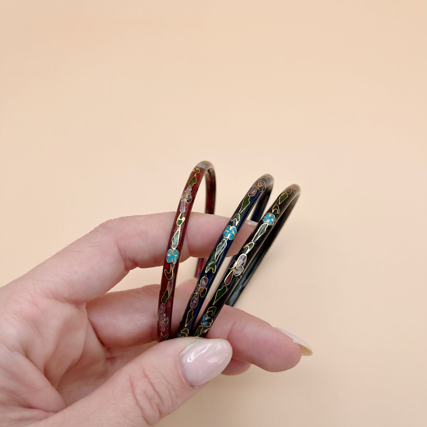 Vintage Cloisonné Bangle Set