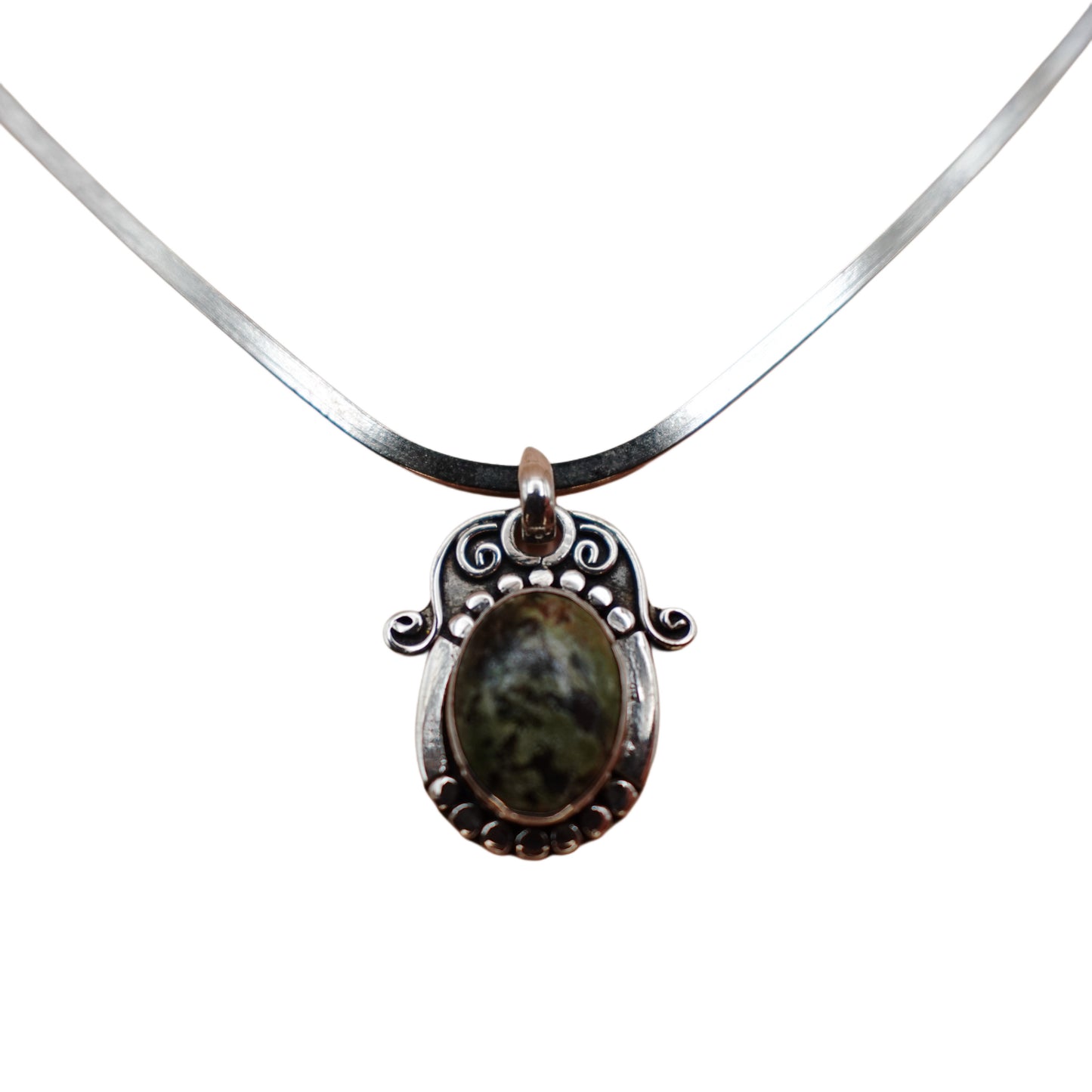 Vintage Silver Pendant Cuff Necklace