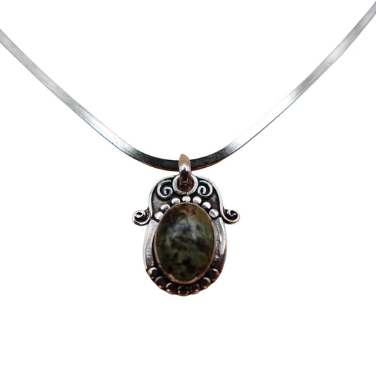 Vintage Silver Pendant Cuff Necklace