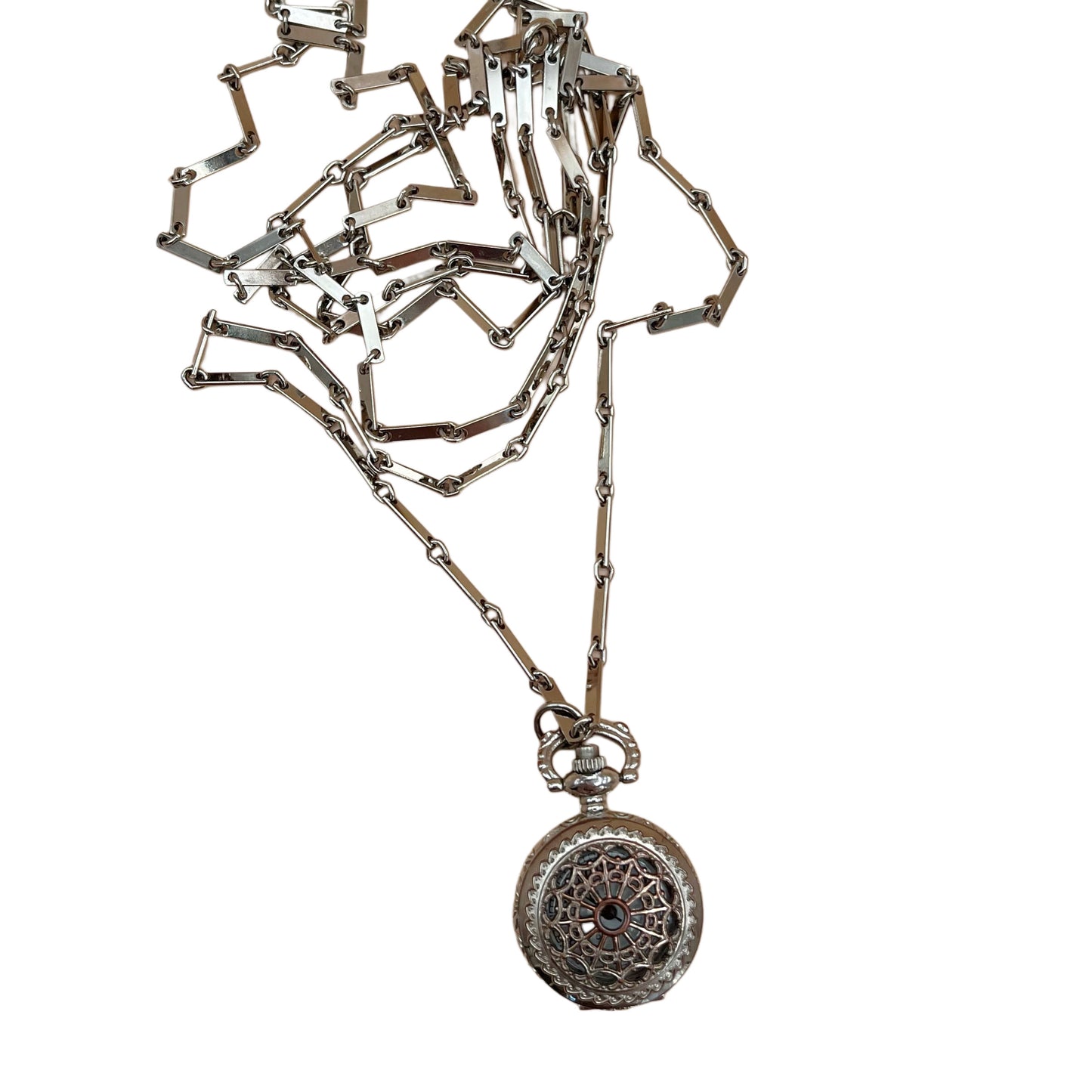 Vintage Silver Locket Watch Necklace