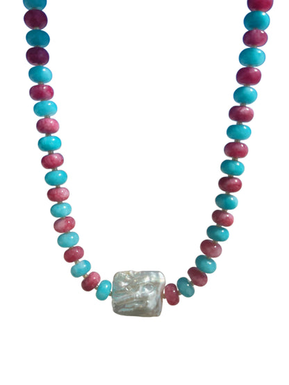 Blue Raspberry Beaded Necklace