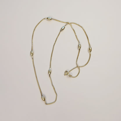 Vintage Sterling Silver Beaded Snake Chain Necklace
