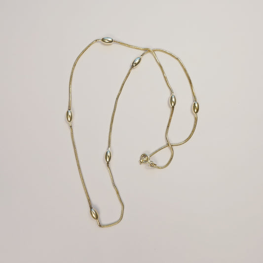 Vintage Sterling Silver Beaded Snake Chain Necklace