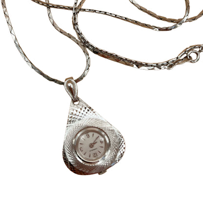 Vintage Caravelle Silver Watch Necklace