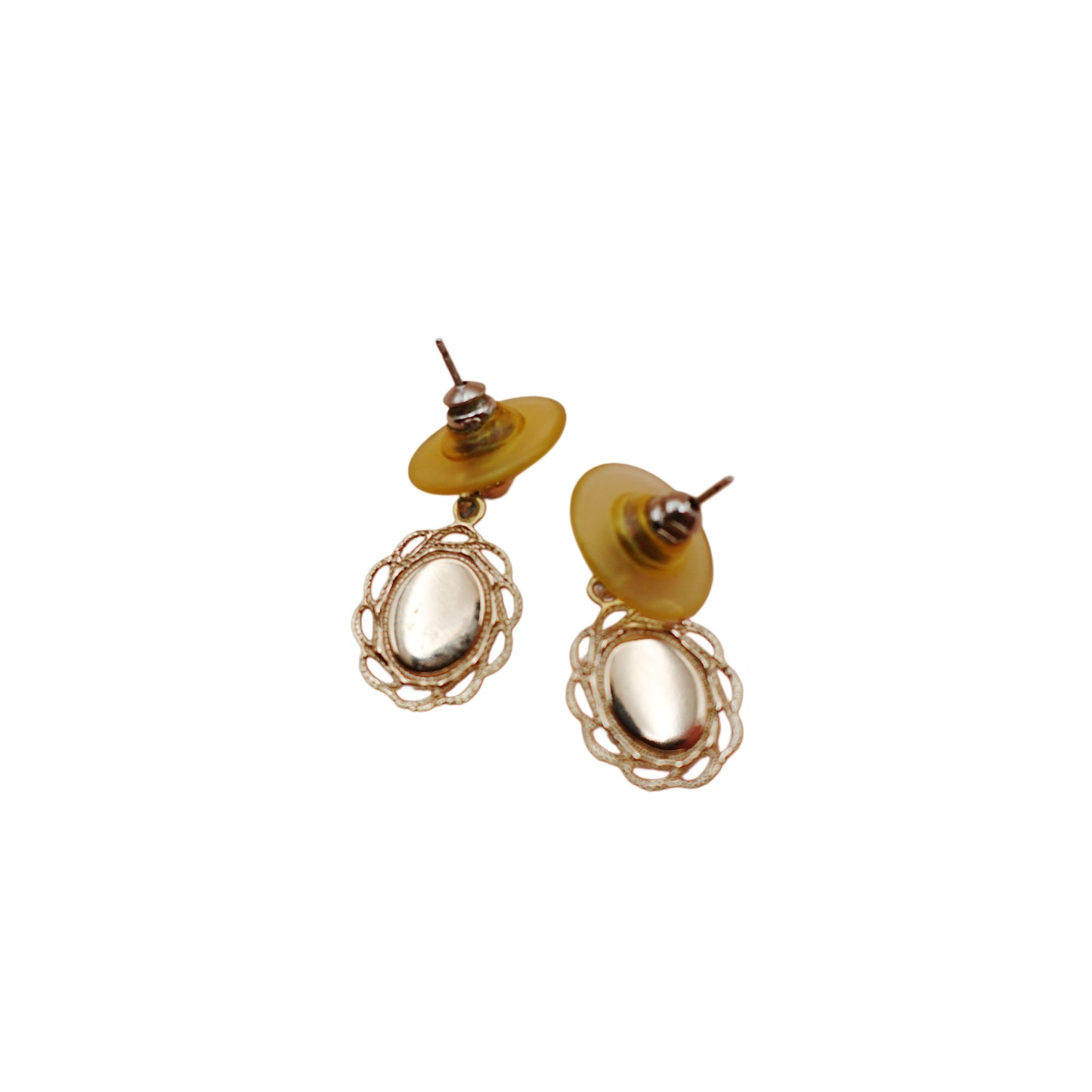 Vintage Gold Oval Moonstone Drop Earrings