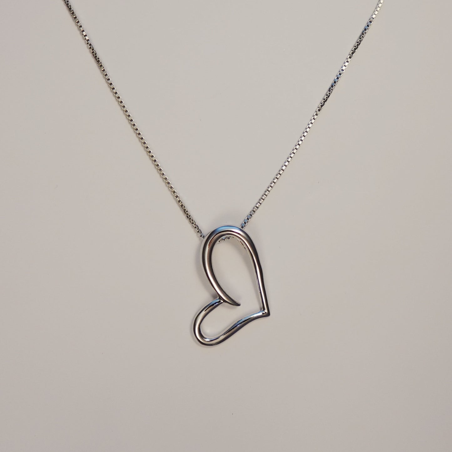 Vintage Sterling Silver Open Heart Necklace