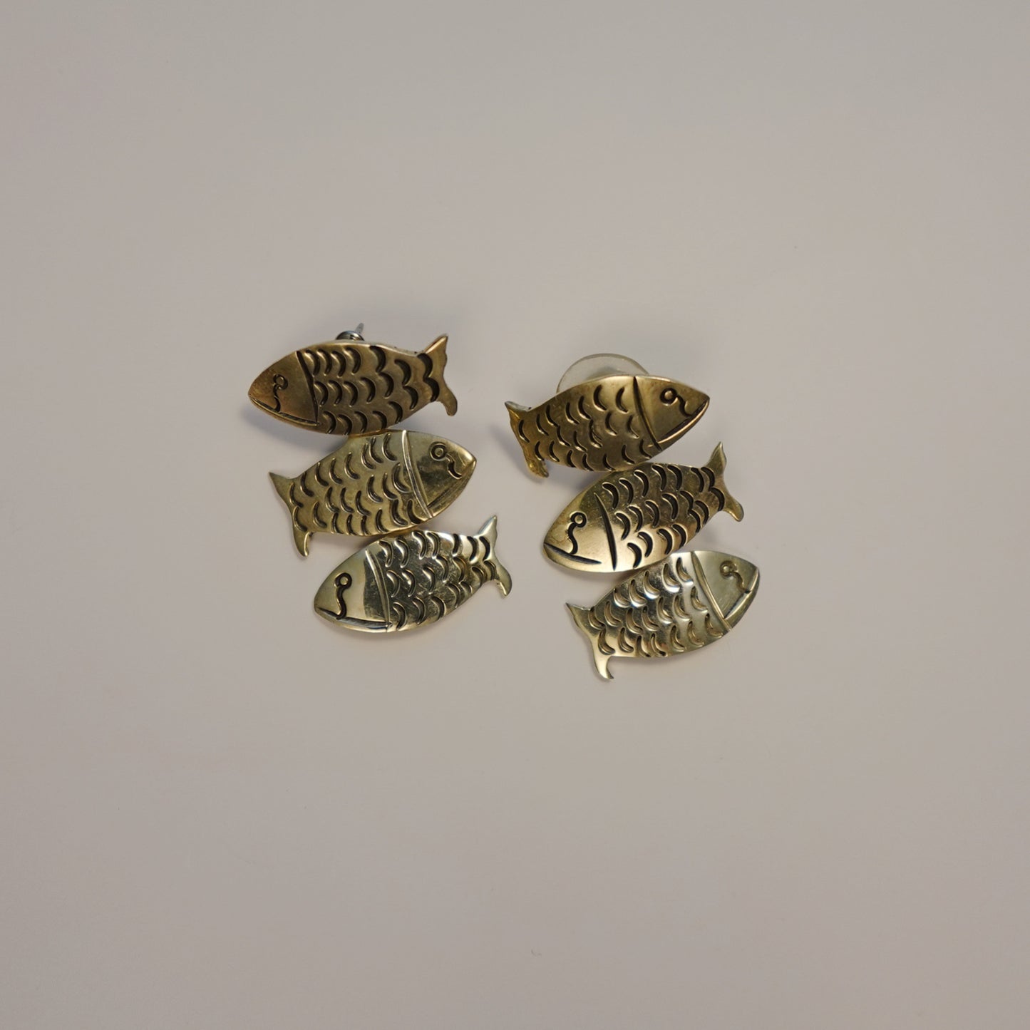 Vintage Sterling Silver Fish Earrings