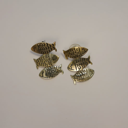 Vintage Sterling Silver Fish Earrings