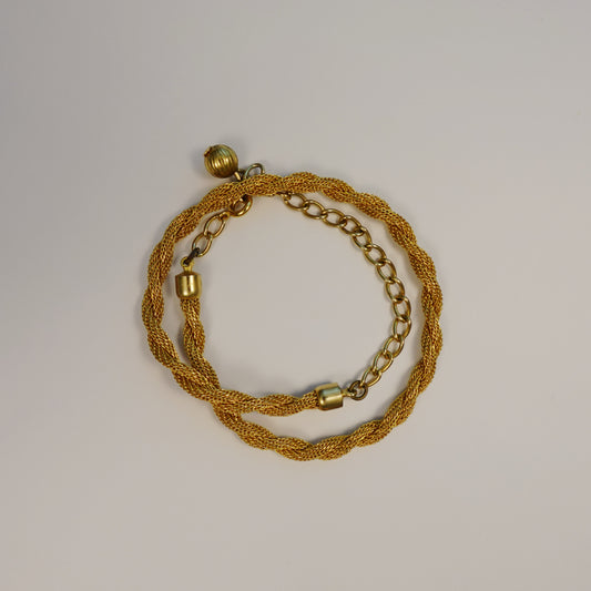 Vintage Gold Tone Twisted Mesh Choker Necklace