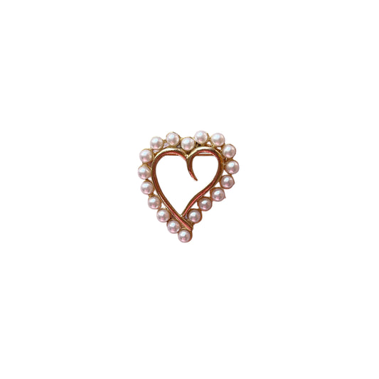 Vintage Pearl Heart Brooch