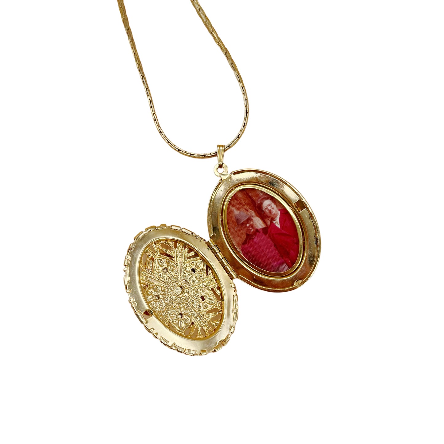 Vintage Floral Locket Necklace and Earring Set