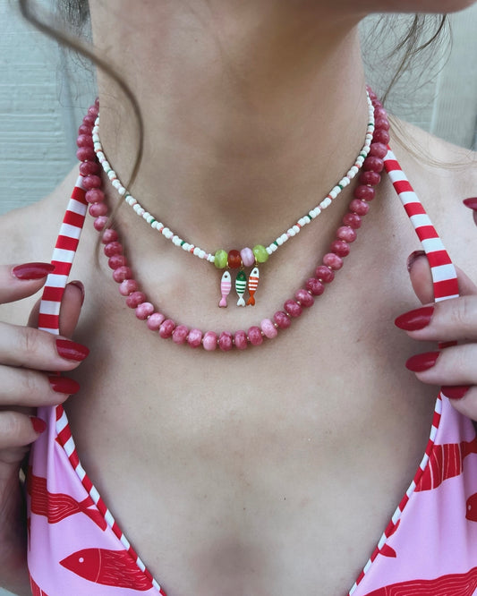 Strawberry Beaded Necklace