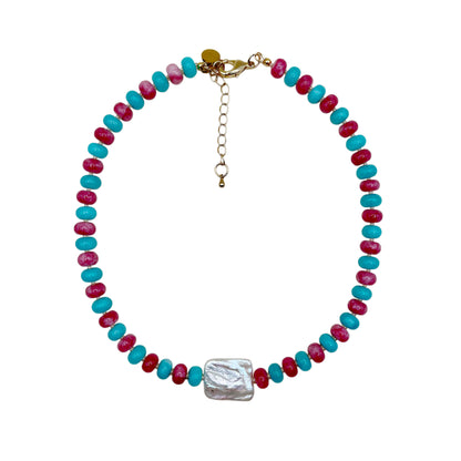 Blue Raspberry Beaded Necklace