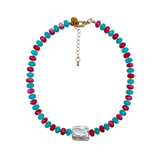Blue Raspberry Beaded Necklace