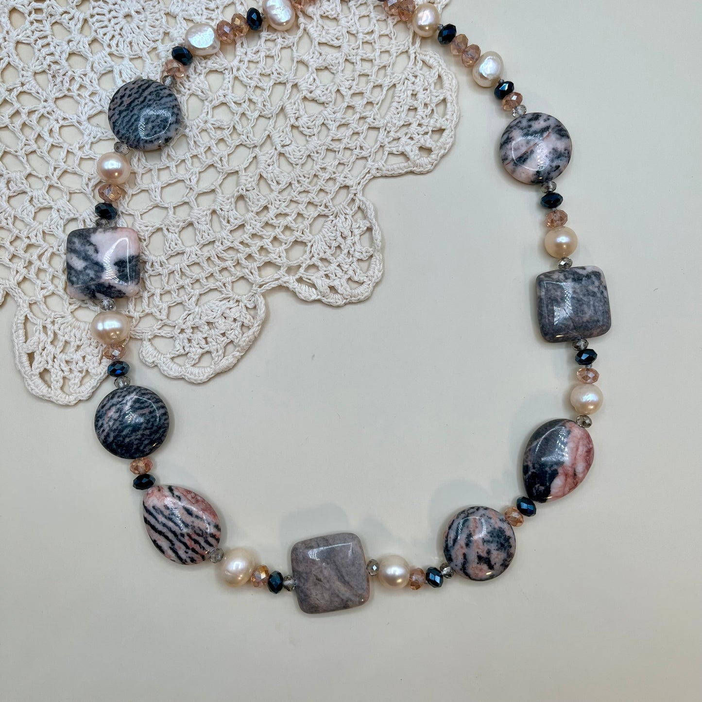 Pink Jasper Pearl Necklace