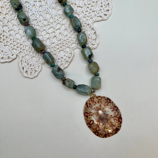 Tourmaline Beaded Shell Necklace